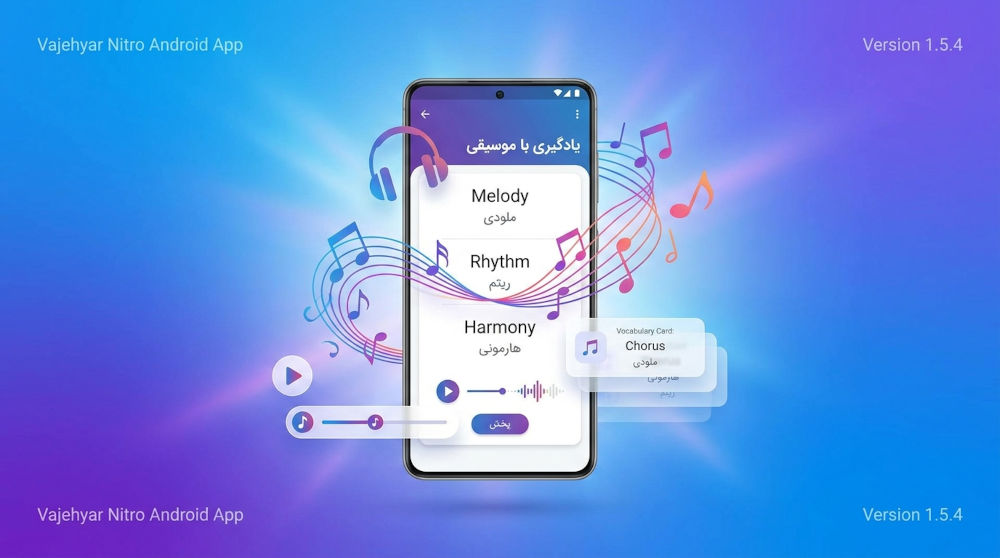 نسخه 1.5.4 اپلیکیشن اندروید واژه‌یار نیترو با قابلیت آموزش با موسیقی
